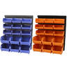 View Item 15pce Plastic Wall Mount Storage Bin Kit - Blue/Orange